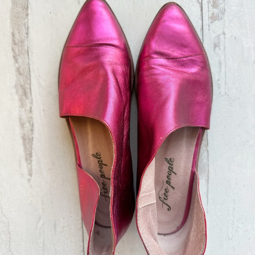 Free People Metallic Pink Leather D'Orsay Flats - Picture 3 of 16